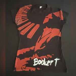 Tultex black Booker T Sound the Alarm graphic band fitted tee womens sz S